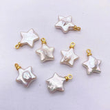 2pcs Natural Freshwater Pearl Star Pendant Charms 12x15mm DIY Necklace Earrings