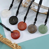 Natural Crystal Circular Plate Guardian Charm Pendant