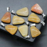 4pcs Natural Stone Pendants Rose Quartz Trapezoid Healing Crystals