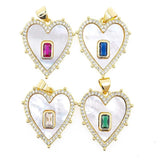 Chalchite Heart Charms Pendant Zircon Plated Couple Necklace