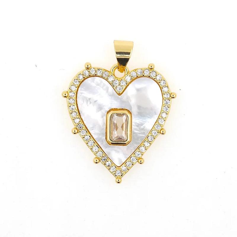 Shell Stone Heart Shape Pendant Necklace Jewelry for Women
