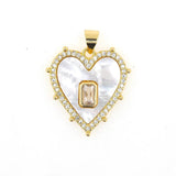 Shell Stone Heart Shape Pendant Necklace Jewelry for Women