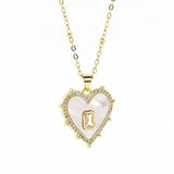 Shell Stone Heart Shape Pendant Necklace Jewelry for Women