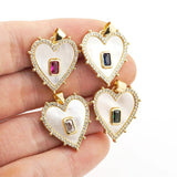 Shell Stone Heart Shape Pendant Necklace Jewelry for Women