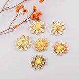 5Pcs Stainless Steel Enamel Sun Flower Chrysanthemum Pendants DIY Jewelry