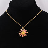 5Pcs Stainless Steel Enamel Sun Flower Chrysanthemum Pendants DIY Jewelry