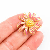 5Pcs Stainless Steel Enamel Sun Flower Chrysanthemum Pendants DIY Jewelry