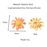 5Pcs Stainless Steel Enamel Sun Flower Chrysanthemum Pendants DIY Jewelry
