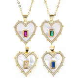 Shell Heart Pendant Necklace Zircon Plated Clavicle Chain Women Party Jewelry