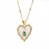 Shell Heart Pendant Necklace Zircon Plated Clavicle Chain Women Party Jewelry