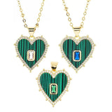 Shell Heart Pendant Necklace Zircon Plated Clavicle Chain Women Party Jewelry