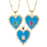 Shell Heart Pendant Necklace Zircon Plated Clavicle Chain Women Party Jewelry
