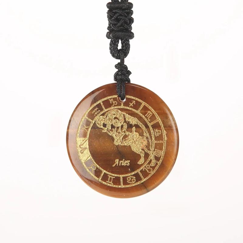 Nylon Rope Pendant Natural Crystal Twelve Constellations Charm Jewelry