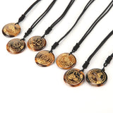 Nylon Rope Pendant Natural Crystal Twelve Constellations Charm Jewelry