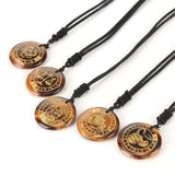 Nylon Rope Pendant Natural Crystal Twelve Constellations Charm Jewelry