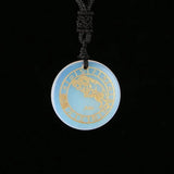 Nylon Rope Pendant with Natural Crystal Carved Constellation Pattern Chain Charm