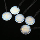Nylon Rope Pendant with Natural Crystal Carved Constellation Pattern Chain Charm