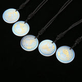 Nylon Rope Pendant with Natural Crystal Carved Constellation Pattern Chain Charm
