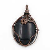 Copper Wire Wrap Amethysts Stone Pendant Agates Charm Jewelry