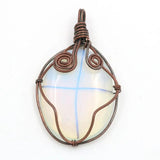 Copper Wire Wrap Amethysts Stone Pendant Agates Charm Jewelry