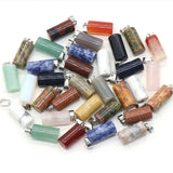 5Pcs Agate Crystal Cylinder Pendant Healing Chakra Energy Charm Jewelry