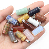5Pcs Agate Crystal Cylinder Pendant Healing Chakra Energy Charm Jewelry
