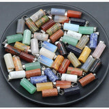 5Pcs Agate Crystal Cylinder Pendant Healing Chakra Energy Charm Jewelry