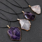 Amethyst Clear Quartz Crystal Pendant Necklace for Women