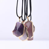 Amethyst Clear Quartz Crystal Pendant Necklace for Women