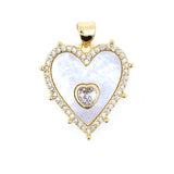 Shell Stone Double Heart Charm Zircon Necklace