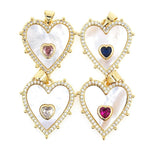 Shell Stone Double Heart Charm Zircon Necklace