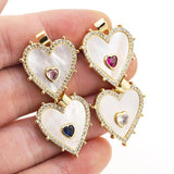 Shell Stone Double Heart Charm Zircon Necklace