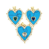 Shell Stone Double Heart Charm Zircon Necklace