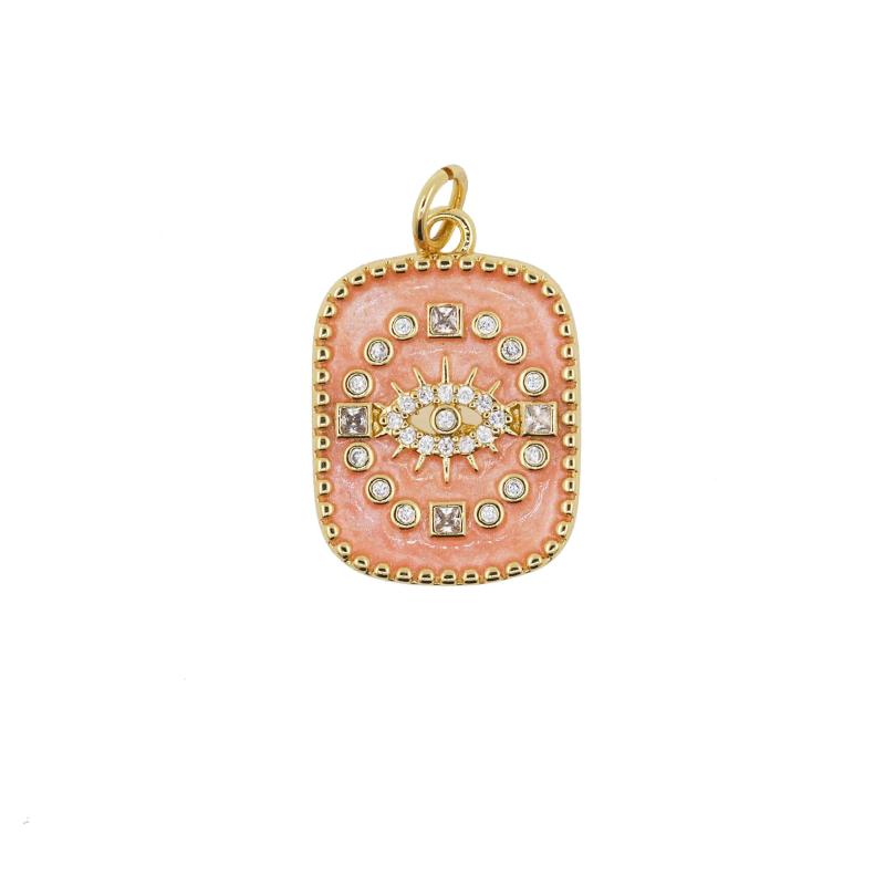 Round Evil Eye Necklace Pendant Plated Zircon Enamel Charm Jewelry