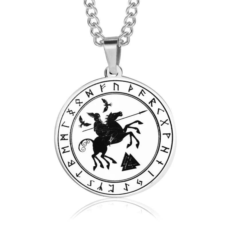 Nordic Viking Vintage Rune Warrior Pendant Necklace