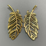 Feather Leaf Charms Pendants for Necklace Making 79x33mm