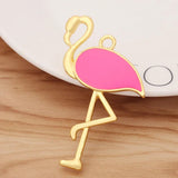 2 Large Flamingo Enamel Bird Charms Pendants for DIY Necklace Making 63x40mm