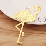 2 Large Flamingo Enamel Bird Charms Pendants for DIY Necklace Making 63x40mm
