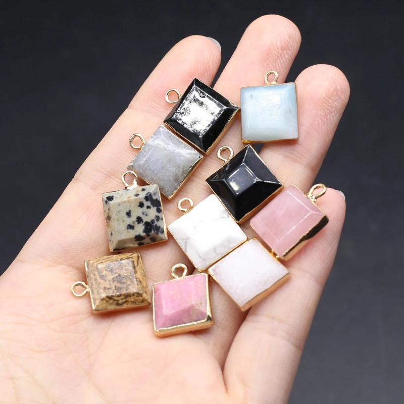 Square Agates Natural Stone Pendant 12mm
