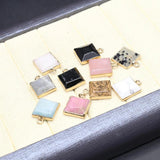 Square Agates Natural Stone Pendant 12mm