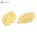8pcs 32x19mm High Brass Tree Leaf Charms Pendants for Jewelry Making