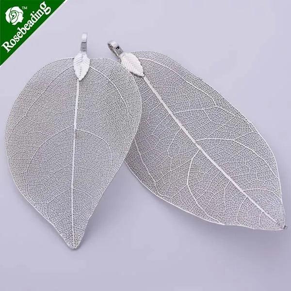Electroplated Leaf Pendant, Filigree Leaf Charm for Jewelry Making