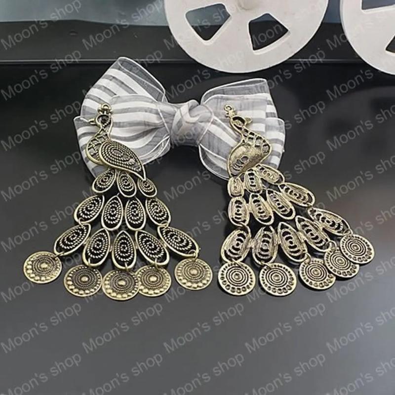 Antique Bronze Big Peacock Bird Alloy Charms Pendants 2 pieces