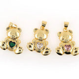 Vintage Bear Pendant Heart DIY Clavicle Chain Couple Jewelry