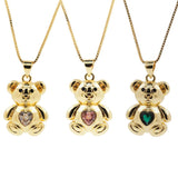 Vintage Bear Pendant Heart DIY Clavicle Chain Couple Jewelry