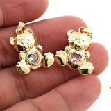 Vintage Bear Pendant Heart DIY Clavicle Chain Couple Jewelry