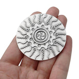 Antique Silver Round Wave Carved Pattern Charms Pendants DIY Necklace