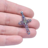 10pcs Jesus Cross Charm Pendants Rainbow DIY Necklaces