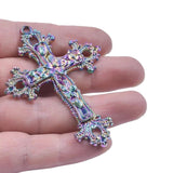 10pcs Jesus Cross Charm Pendants Rainbow DIY Necklaces