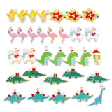 16Pcs Enamel Christmas Cartoon Dinosaur Flamingo Charms Random Metal Pendants
